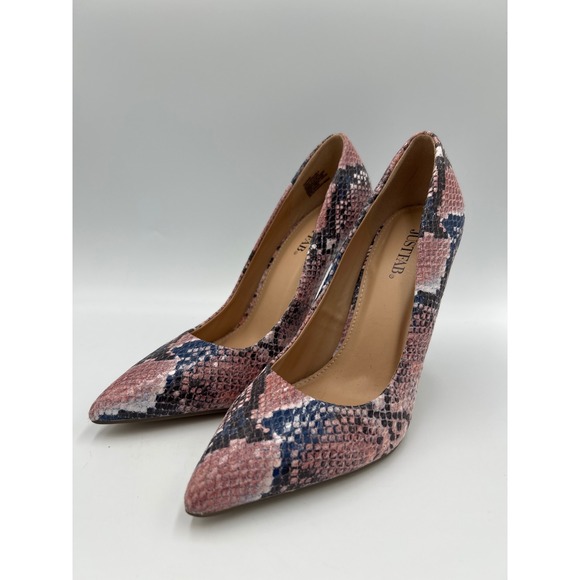 JustFab Shoes - JustFab Daphne Pink Blue Snakeskin Pointed Toe Stiletto Pumps Womens Size 8